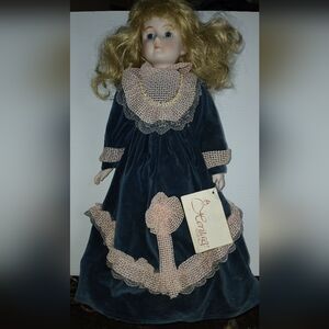 Authentic Heritage Collector's Bisque Porcelain Doll Music Box - Vintage 1980's